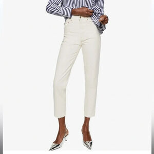 Mango New with tags size 18 high waisted crop straight leg cream color jeans